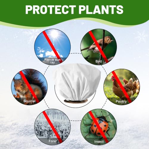 8 Pcs Plant Covers Frost Protection Bag 31.5"X23.6" Winter Reusable Plants Jacket with Drawstring Shrub Protection Wraps Bags Frost Blanket for Winter Outdoor Garden Plants (31.5 x 23.6 Inch / White)
