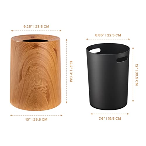 Anti Spill Nordic Wood Grain Look Waste Basket