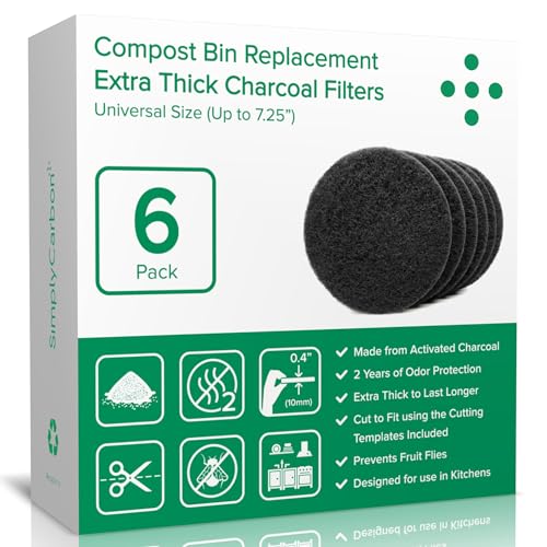 2 Years Supply Extra Thick Filters for Kitchen Compost Bins (6 Count)