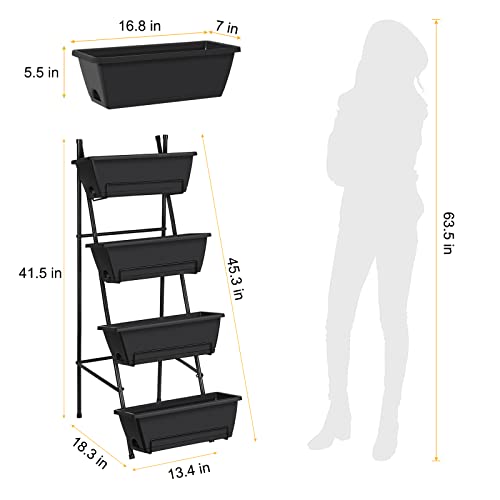 Raised Garden Bed 4 Tier Vertical Garden Planters Indoor Outdoor Raised Planter Box with Legs Elevated Herb Garden Planter for Flowers Vegetables Plants
