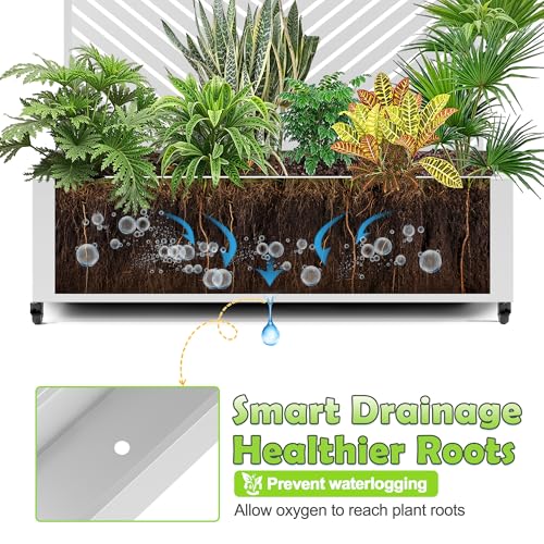 15.7"×70.9"×47.2" Metal Raised Garden Bed with Trellis and Wheels