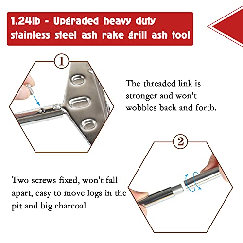 Heavy Duty Charcoal Grill Rake Ash Tool Accessories With Rubber Handle