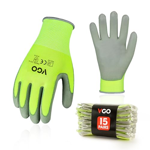 15Pairs PU Coated Safety Work Gloves (15 Count)