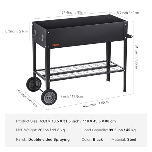 Raised Planter Box with Legs and Wheels