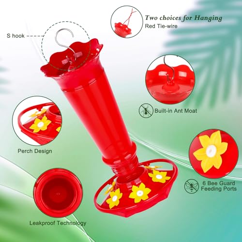 10oz Plastic Hummingbird Feeders for Outdoors (2 Count)
