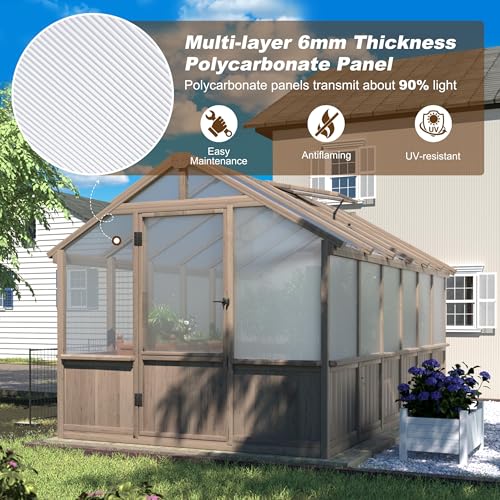 8x12 FT Greenhouse for Outdoors (Light Brown Mocha / 8x12 FT)