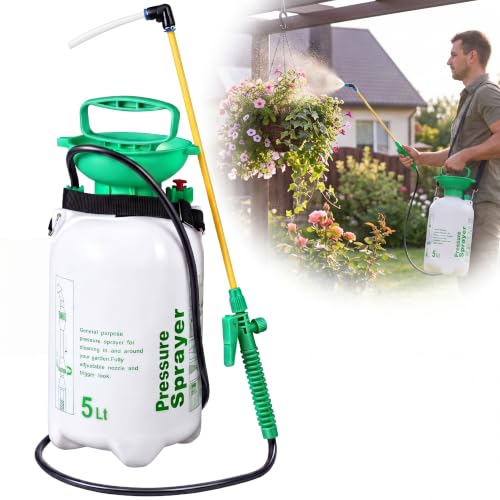 1.3 Gallon 5L Garden Pump Pressure Sprayer Watering Can Device for Watering Hanging Plant Basket Hard to Reach Pump Sprayer for Weeds