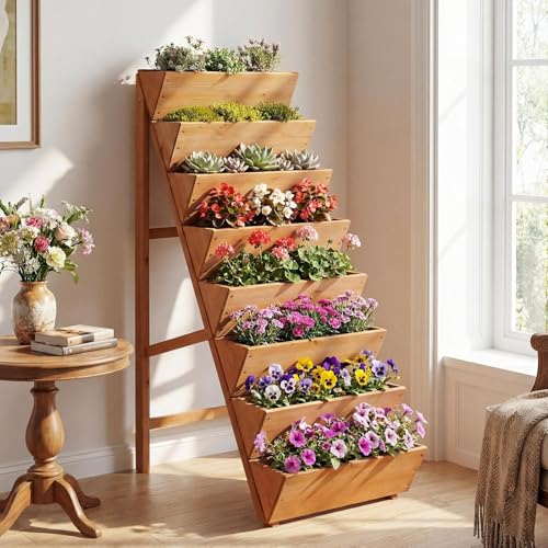 8 Tier Wooden Vertical Raised Garden Bed Set of 2 (40'' x 24'' x 59'')