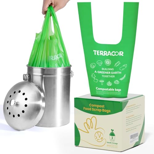 Compost Bags Handle Tie Food Scrap Bags 3 Gallon (100 Count)