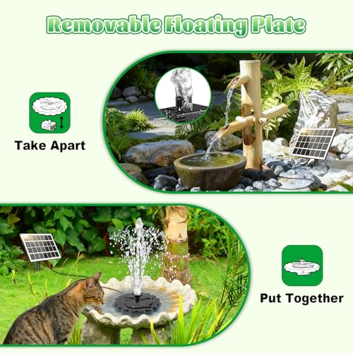 Floating Solar Fountain Kit Works in Shade (Black+ White3)