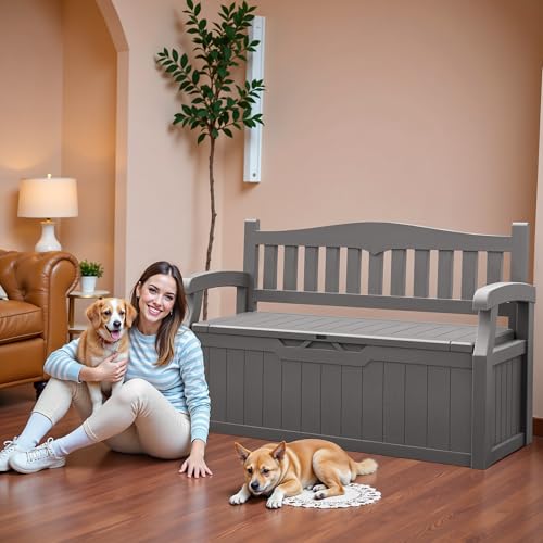 80 Gallon Resin Outdoor Storage Bench Waterproof