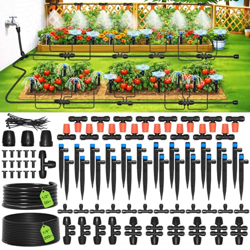 250FT Drip Irrigation System Kit (50FT Main Tube+200FT 1/4'' Tube)