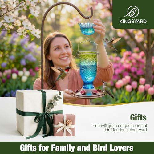 24 Oz Glass Hummingbird Feeder for Outdoors