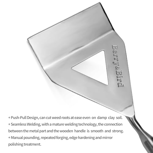 Dutch Hoe Stainless Steel Head with Wooden Handle Weeder