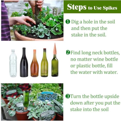 Plant Watering Devices 8 Pack Terracotta Vacation Plant Waterer Wine Bottle Watering Stakes Slow Release Plant Watering Spikes Self Watering Devices for Indoor Outdoor Plants (8 Count)