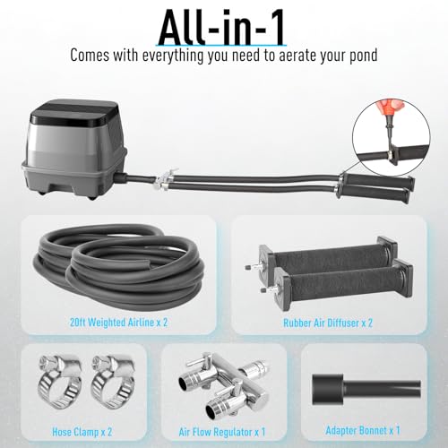 Koi Pond Aerator Pond Air Pump for Outdoor Ponds 10000