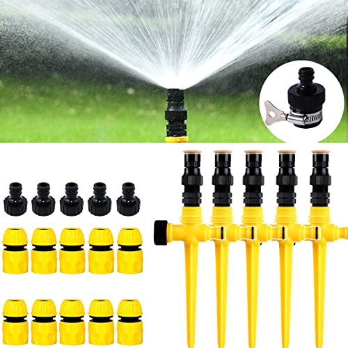 360° Rotation Auto Irrigation System Garden Lawn Sprinkler Patio (5 Count)