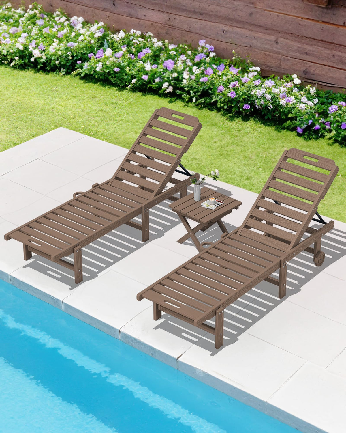 Small Folding Outdoor Side Table Set of 2 (Brown / Foldable 2-pack)