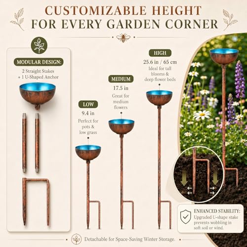 12 Pcs Bee Watering Station for Garden Bee Metal Watering Cups (Blue)