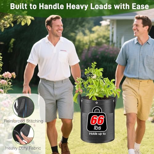 4 Pack Potato Grow Bags 15 Gallon with Harvest & Visible Window Thickened Garden Bags to Grow Vegetables with Handles & Metal Grommets for LST (4 Count)