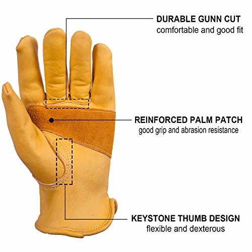 Leather Work Gloves for Men (3 Count)