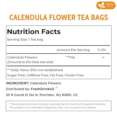 Premium 55 Bags Calendula Flowers Tea (55 Tea Bags)