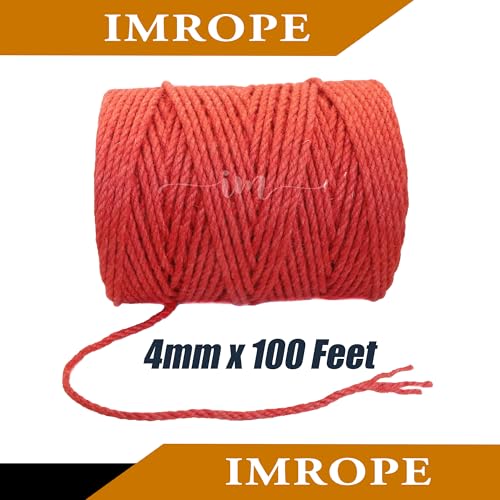 4mm x 100 Feet Red Jute Rope (Red / 4mm x 100 Ft)