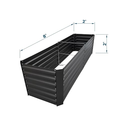 8x2x2FT Black Metal Raised Garden Bed Kit (Black / 8x2x2 ft)