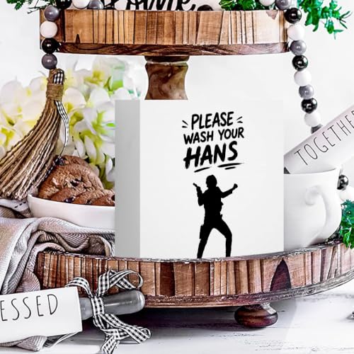 Bathroom Decor Wash Your Hans Funny Wooden Box Sign 5 x 5 Inches (White 1615 / Wooden box（5.1 x 5.1 inches）)