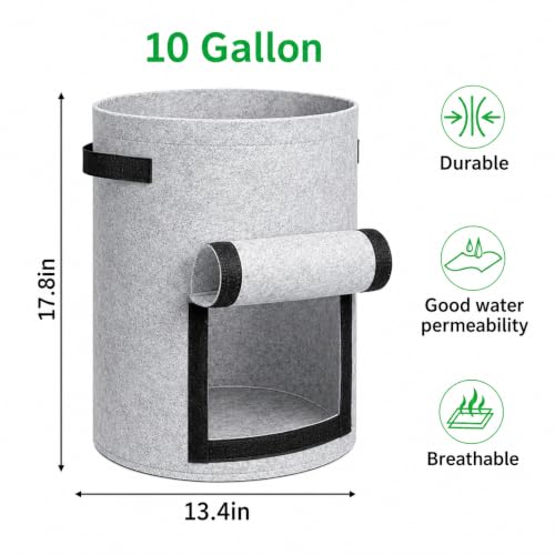 4 Pack Potato Grow Bags 10 Gallon with Flap