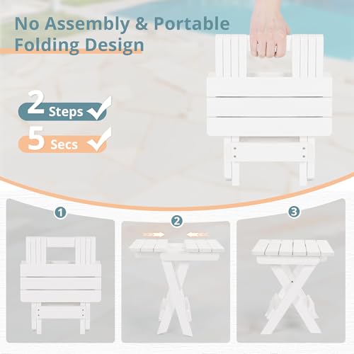 Small Outdoor Folding Side Table HDPS 14 Inch Height