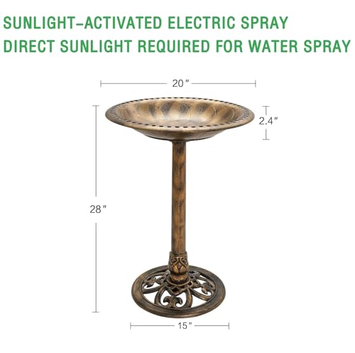 28 Inch Bird Bath Outdoor Garden Resin Lightweight Retro Courtyard Art Copper Color