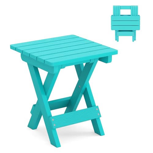 Small Outdoor Folding Side Table HDPS 14 Inch Height