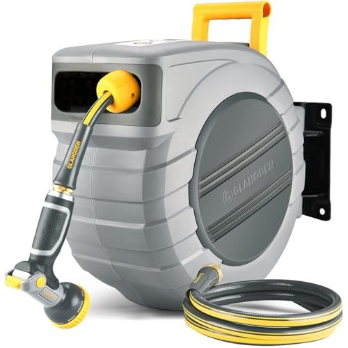5 8 in x 115 ft Retractable Garden Hose Reel with Metal Bracket