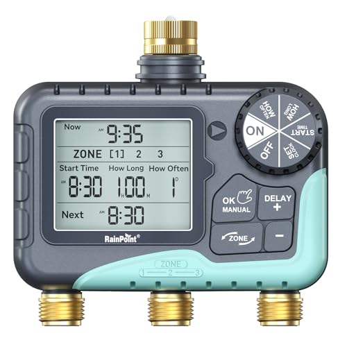 3 Zone Water Timer with Brass Inlet & Outlet (Blue / 3 Zone Water Timer)