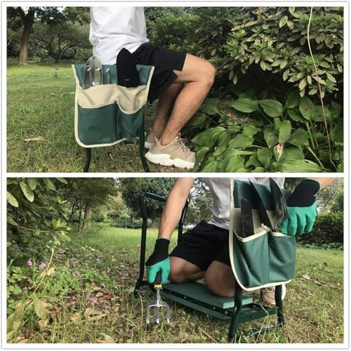 Garden Kneeler Seat with Upgraded Thicken Kneeling Pad and 1 Large Tool Pouch
