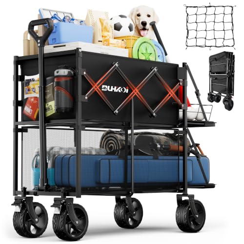 Double Decker Collapsible Wagon with Brakes