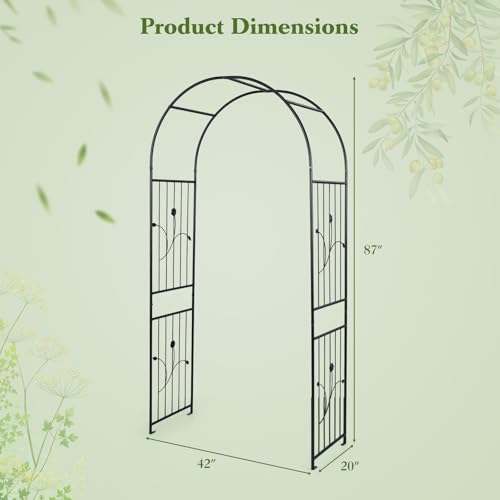 87" Metal Garden Arbor Arch Trellis for Climbing Plants Vines (42"W x 87"H)