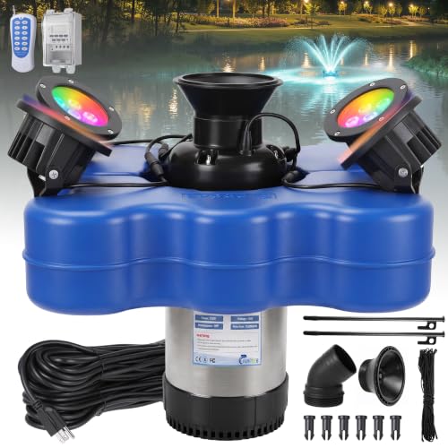 Pond Fountain Aerators with RGB 4 Lights (Blue C)