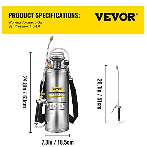 3 Gallon Stainless Steel Sprayer (120.64 Ounce)