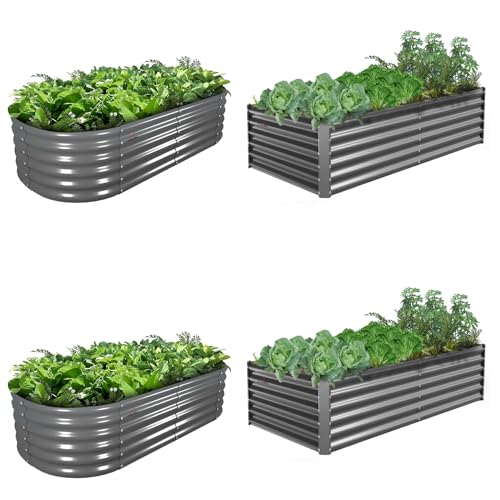 Anleolife 4 Bed 6x3ft Rectangle & 6x2ft Oval Raised Bed Set
