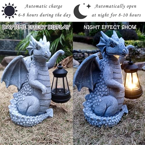 Solar Dragon Garden Statue Decoration with Solar Lantern