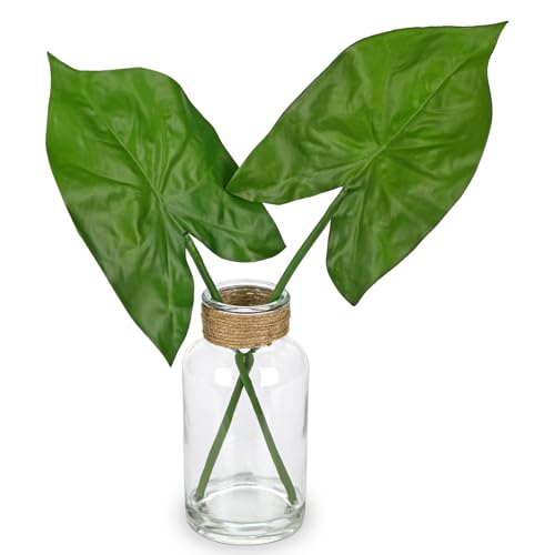 Fake Plants Faux Greenery Stems in Glass Vase with Faux Water (2 Count)