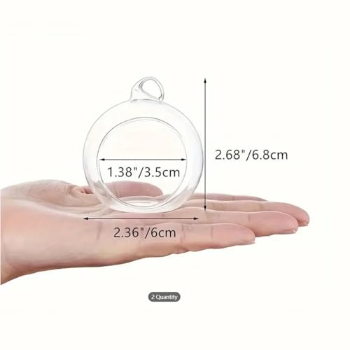 2.36" 6cm Hanging Tealight Candle Holder Glass Globes Air Plant Orb Glass Candlestick Lights Terrariums Candles Terrarium Vase Containers Home Decor Indoor Outdoor Garden DIY Gifts
