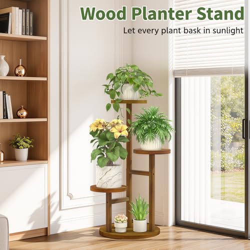 Wood Small Plant Stand Table Tall for Indoor Corner