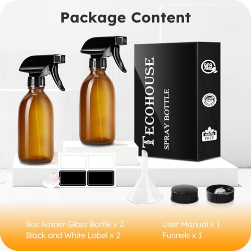 Glass Spray Bottles 8oz (2 Count)