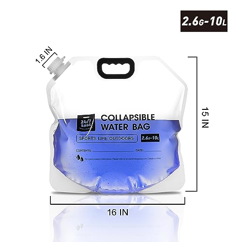 4 Pack Collapsible Water Container Bag 2.6 Gallon (2.6 GAL/ 10 L Water Bag)