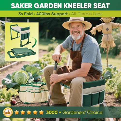 Garden Kneeler and Seat Foldable Gardening Stool with Extendable Legs