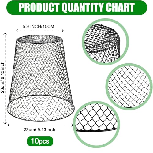 10 Pack 9.13"×9.13" Chicken Wire Cloche Plant Covers (20 Count)