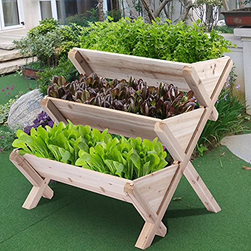 3 Tiers Wooden Vertical Raised Garden Bed with Legs
